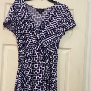 Perceptions Purple and White Patterned Midi Dress